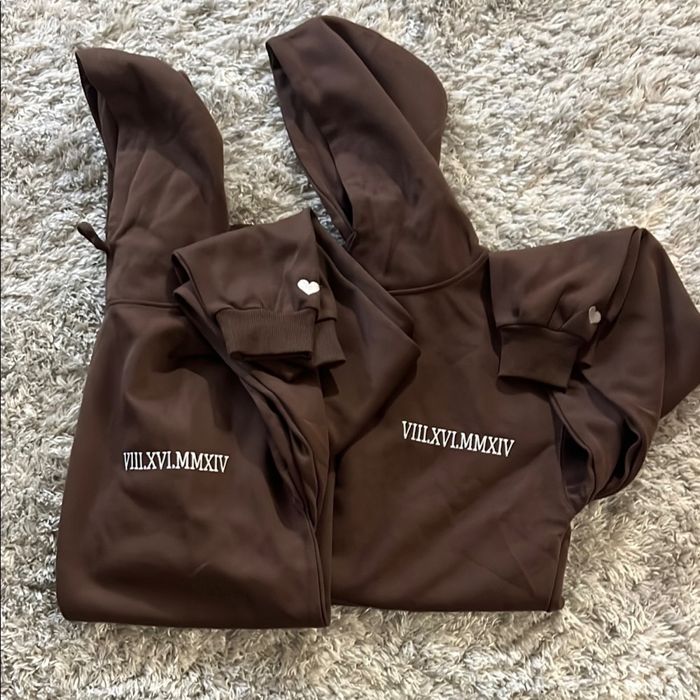 Brown Kids Hoodie with Roman Numerals
